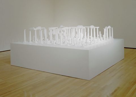 Le Temple aux cent colonnes, 1980, Construction and plaster casting on wood base.